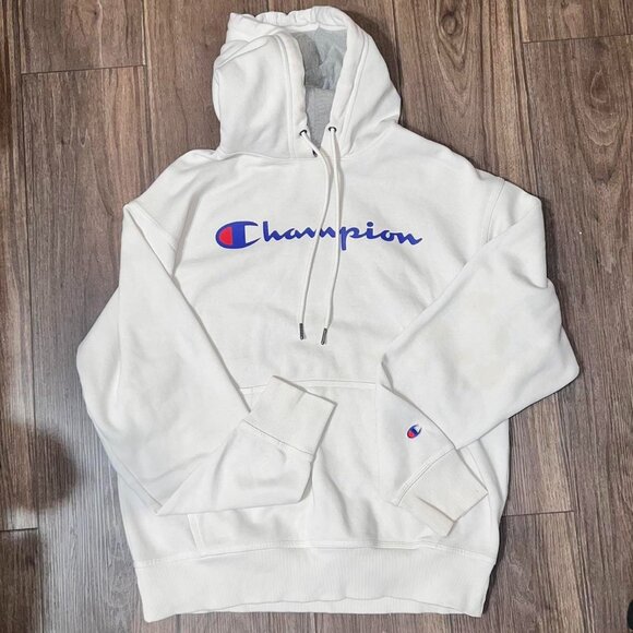 White Champion Unisex Hoodie Sweatshirt - Picture 2 of 2